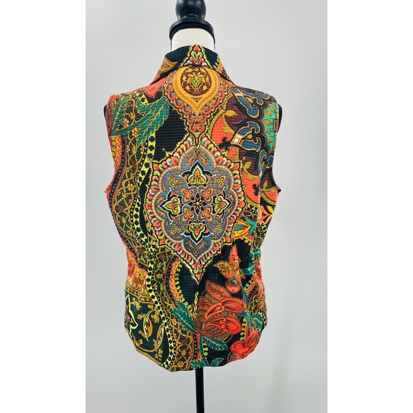 Cubism Artful Colorful Collard Zip Up Sleeveless Vest - Picture 2 of 8